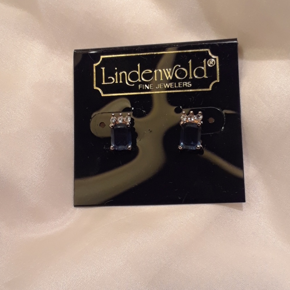 Lindenwold Simulated Sapphire and CZ Stud Earrings